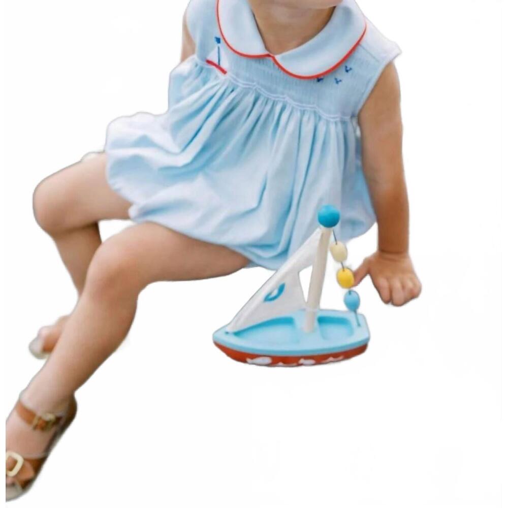 NEW LULLABY SET beckett bubble playsuit in brentwood blue piqué